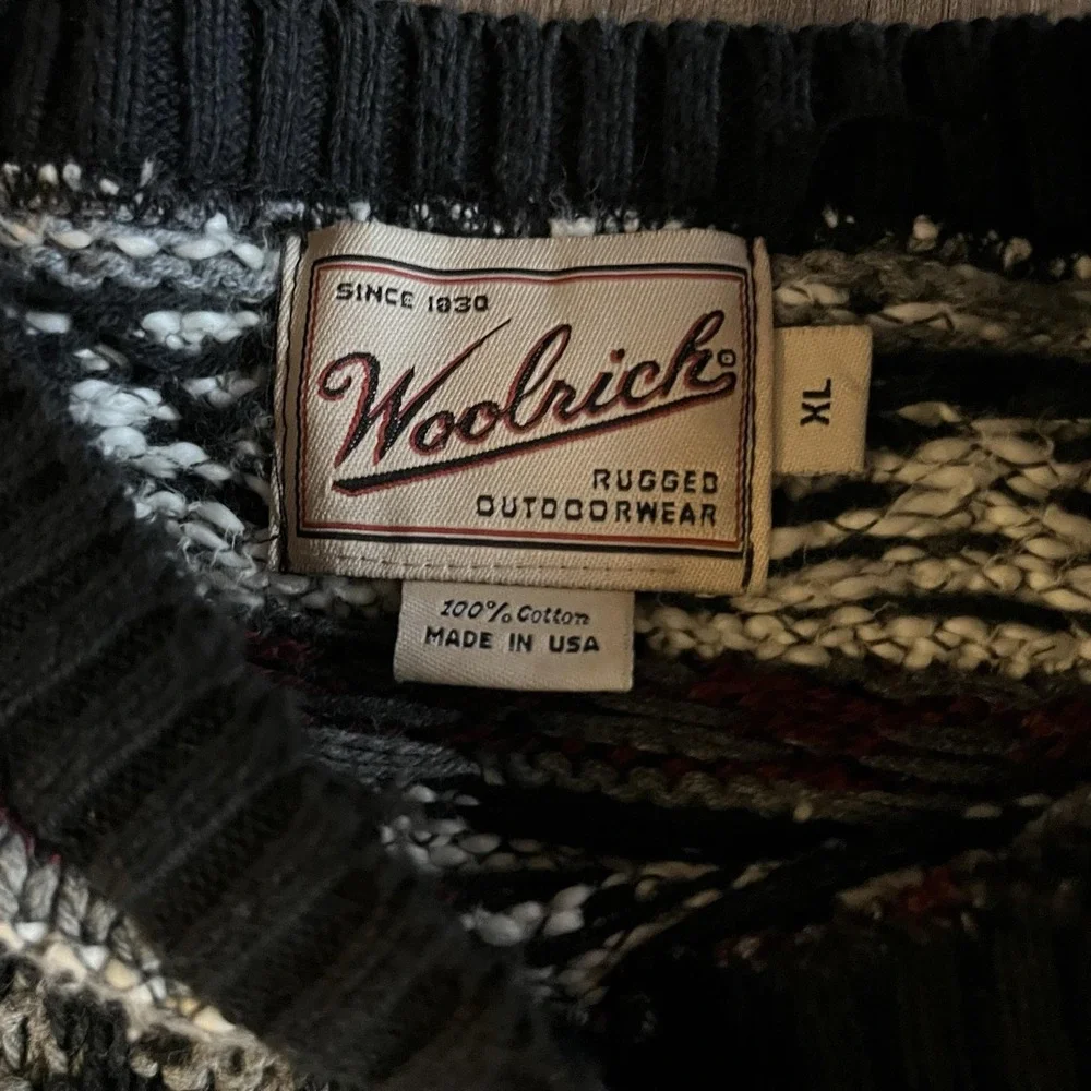 Vintage Woolrich Sweater Mens XL Multicolor Fair Isle Crewneck Knit Made USA